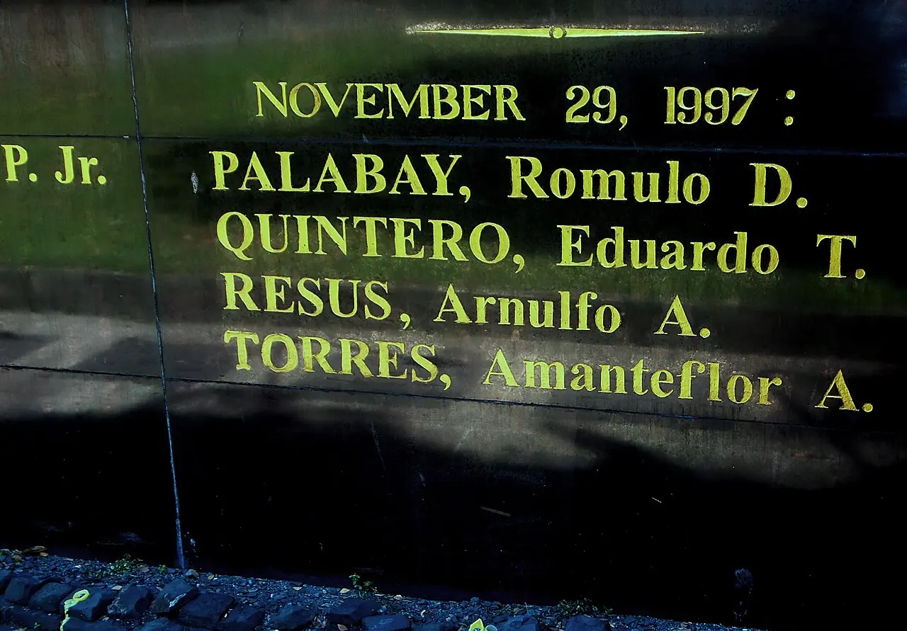 The Wall of Remembrance at Bantayog ng mga Bayani, engraved with names of martyrs and heroes